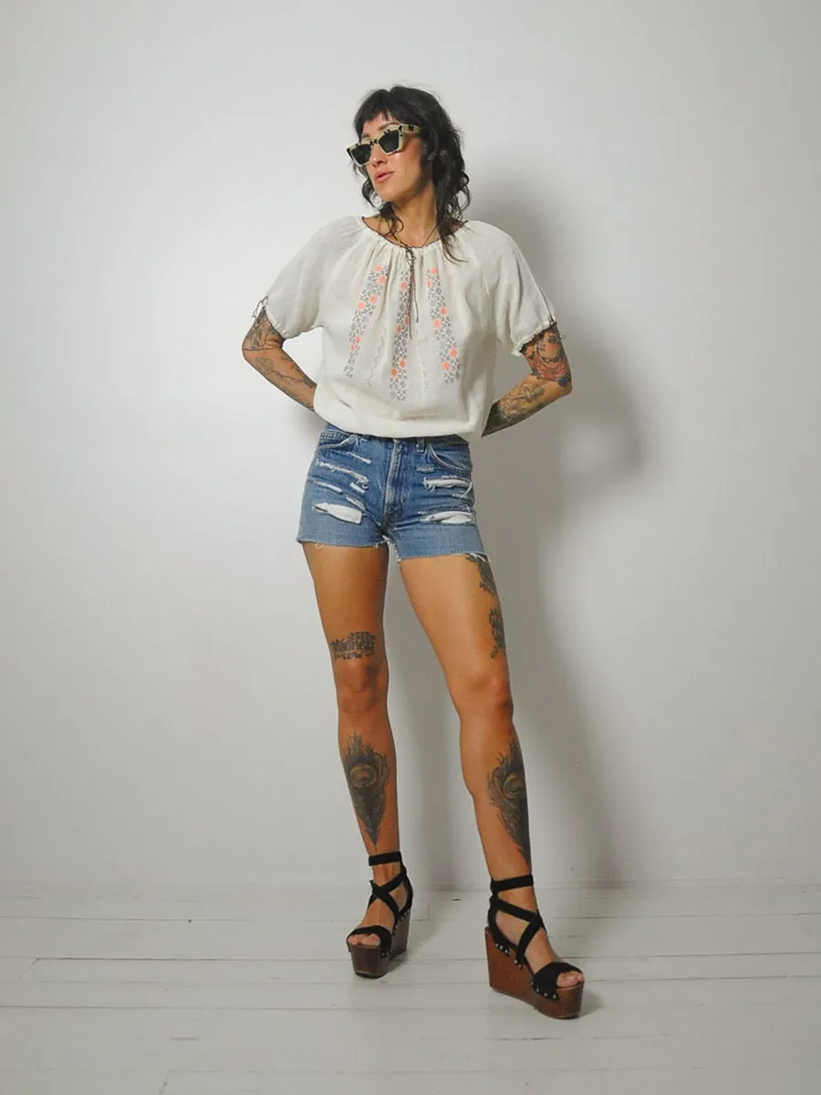 1970s Muslin Embroidered Tunic
