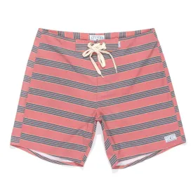 Afends Mens Easyrider - Red Stripe - Fixed Waist Board Short