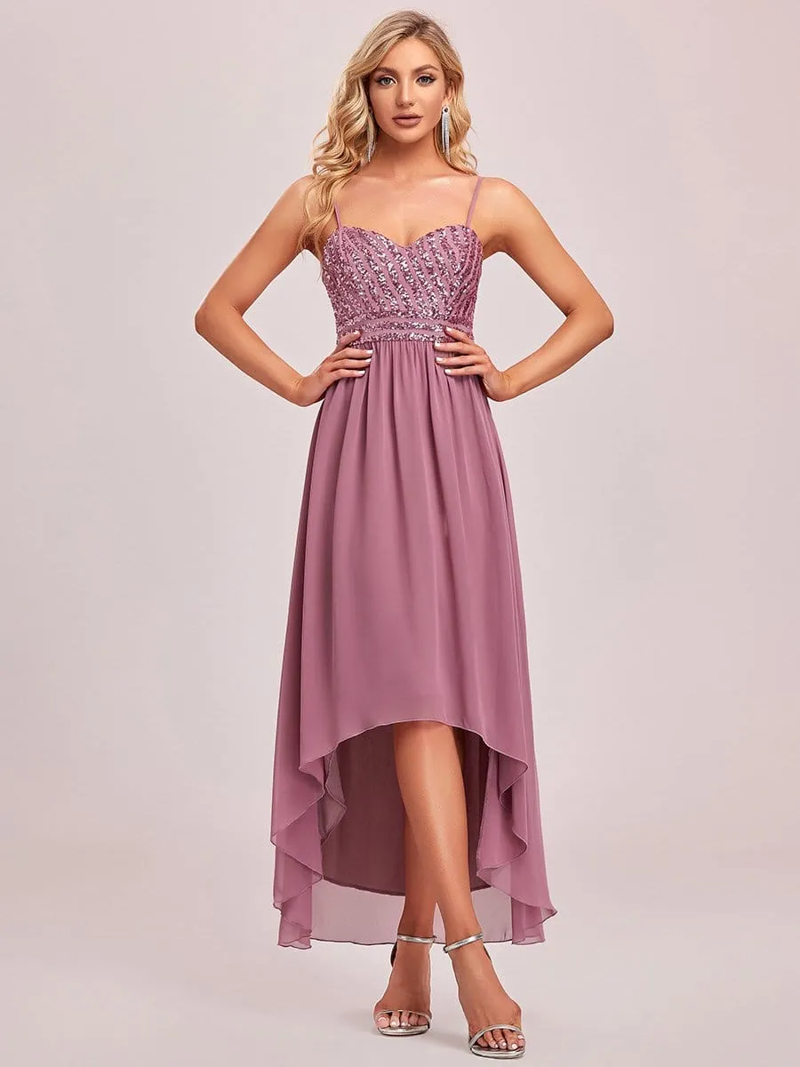 Asymmetrical Hemline Ethereal Evening Dress