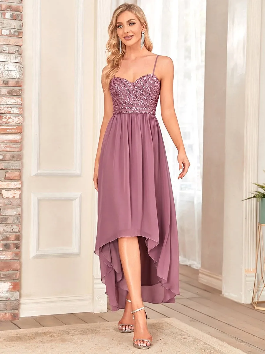 Asymmetrical Hemline Ethereal Evening Dress
