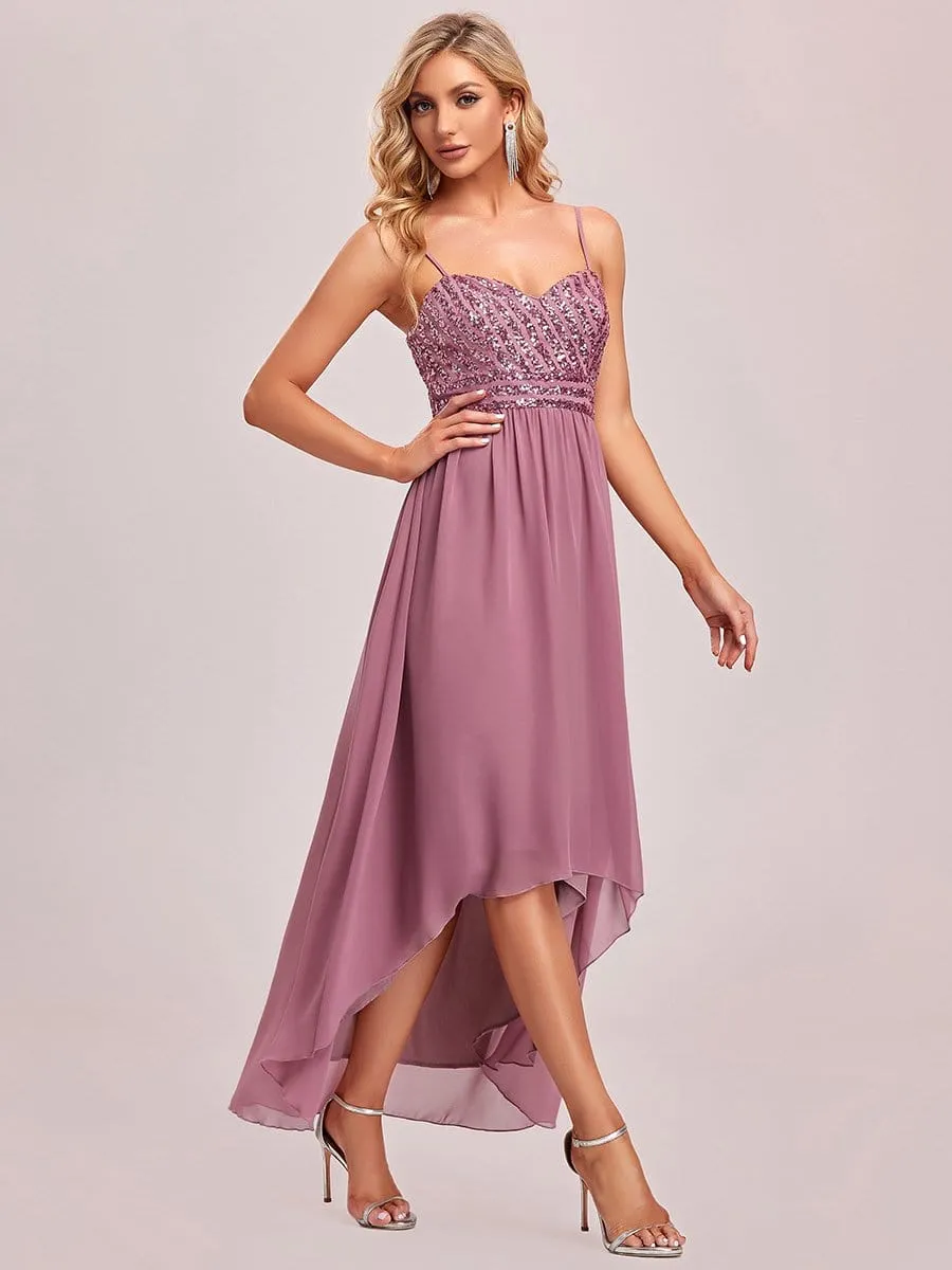 Asymmetrical Hemline Ethereal Evening Dress