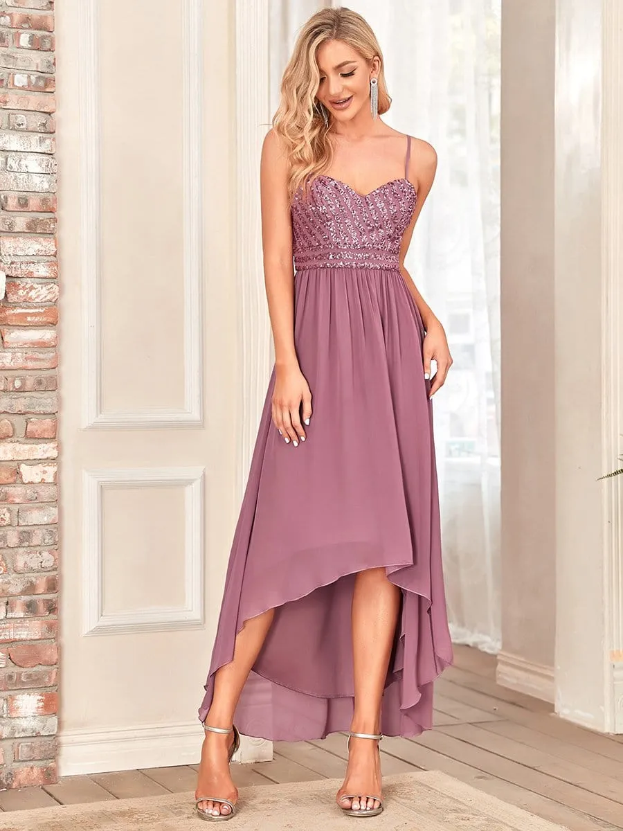Asymmetrical Hemline Ethereal Evening Dress
