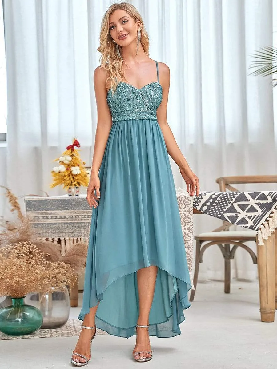 Asymmetrical Hemline Ethereal Evening Dress