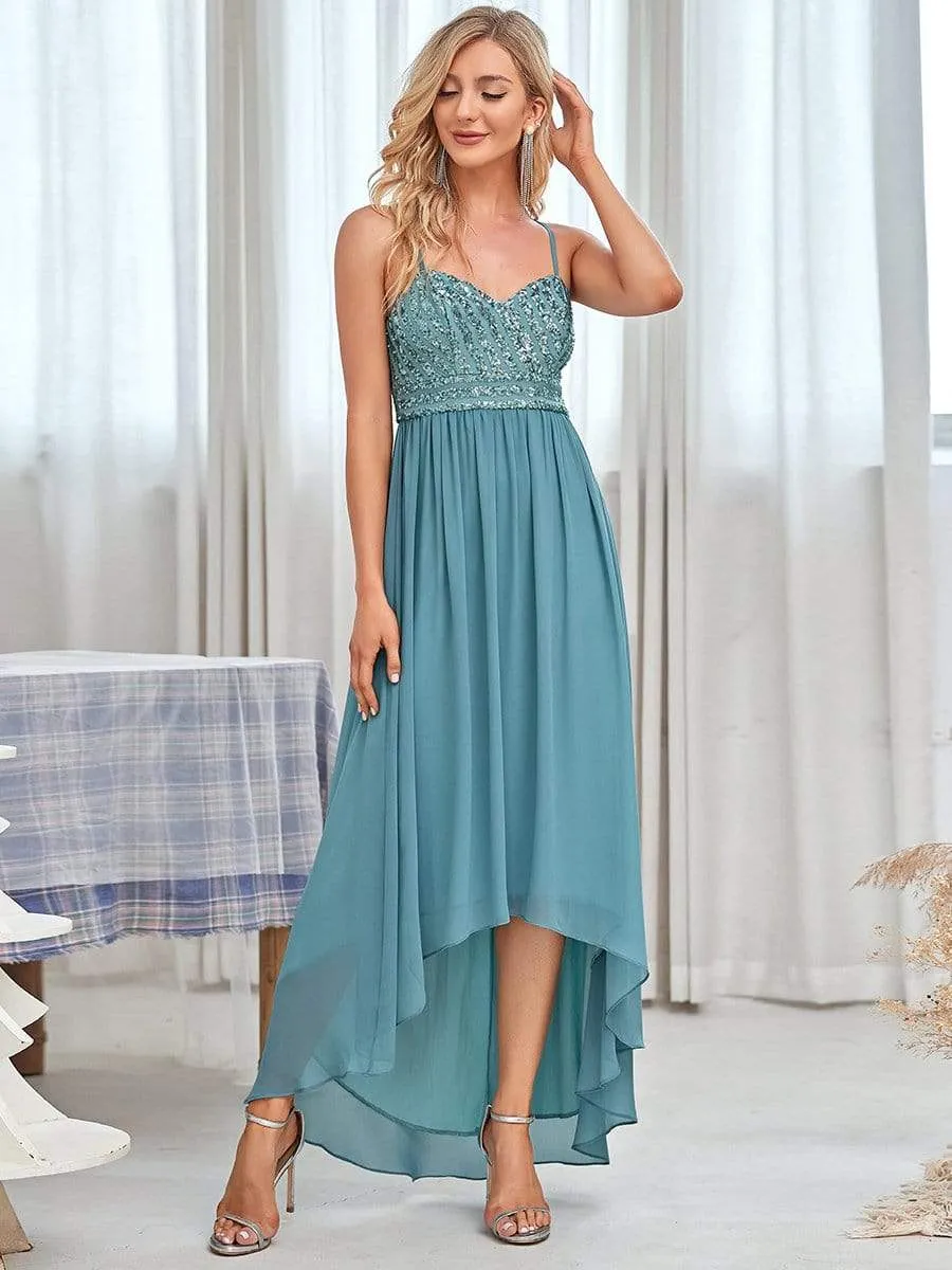 Asymmetrical Hemline Ethereal Evening Dress