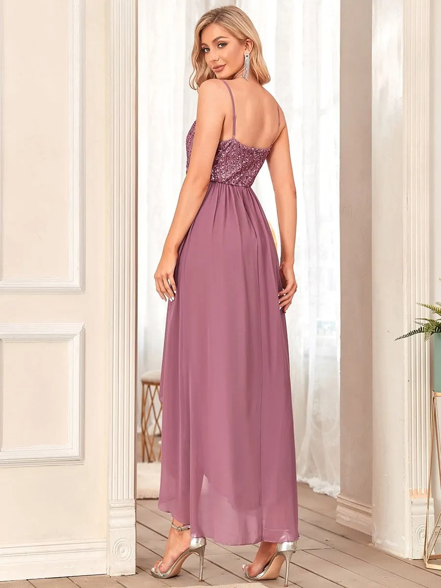 Asymmetrical Hemline Ethereal Evening Dress