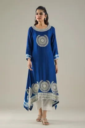 Blue Ombre-Dyed Raw Silk Kurta & Pants Set
