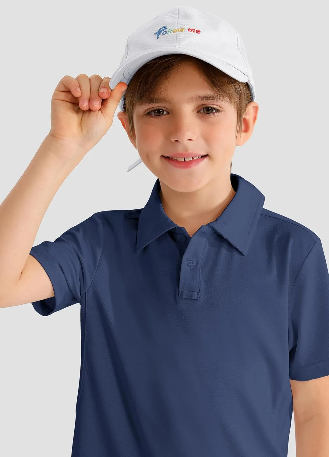 Boys' Performance Polo Shirt - Golf Grid Short Sleeve Collar Shirts Youth Stretch Quick Dry Lightweight Athletic UPF50 