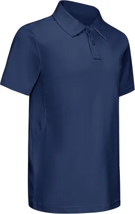 Boys' Performance Polo Shirt - Golf Grid Short Sleeve Collar Shirts Youth Stretch Quick Dry Lightweight Athletic UPF50 