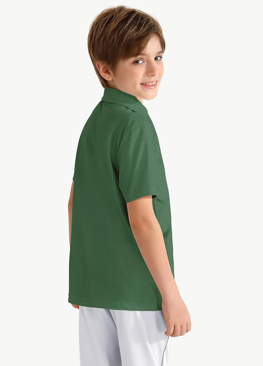 Boys' Performance Polo Shirt - Golf Grid Short Sleeve Collar Shirts Youth Stretch Quick Dry Lightweight Athletic UPF50 