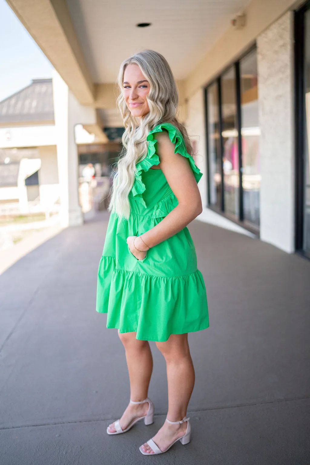 Brighter Days Green Tiered Dress