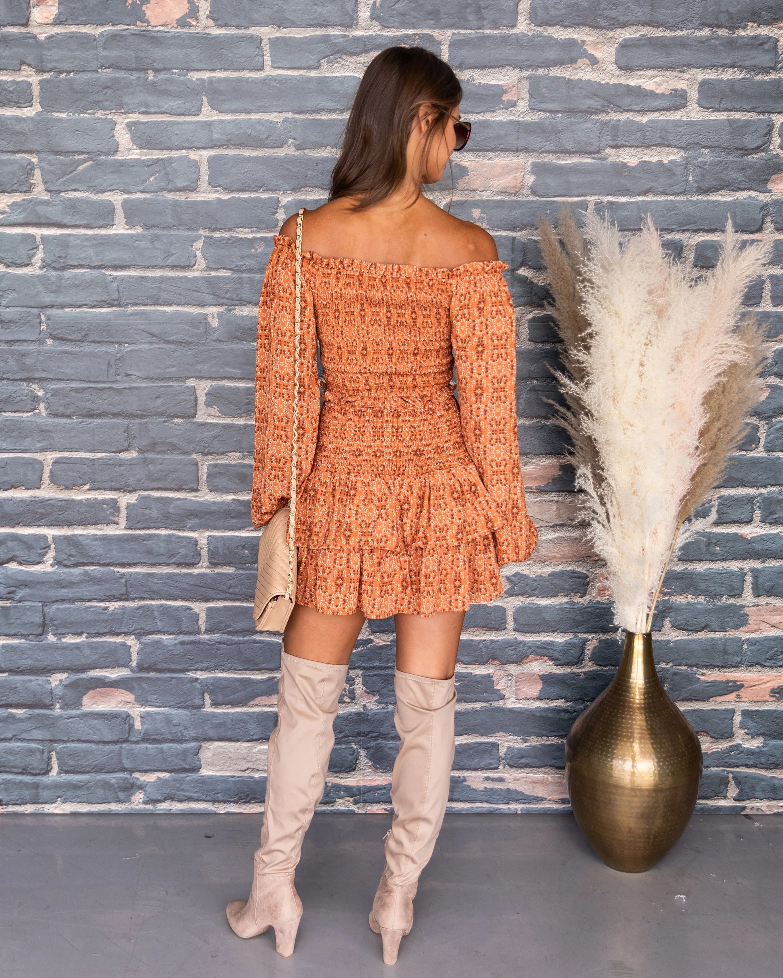 Brooklyn Floral Smocked Crop Top - Rust