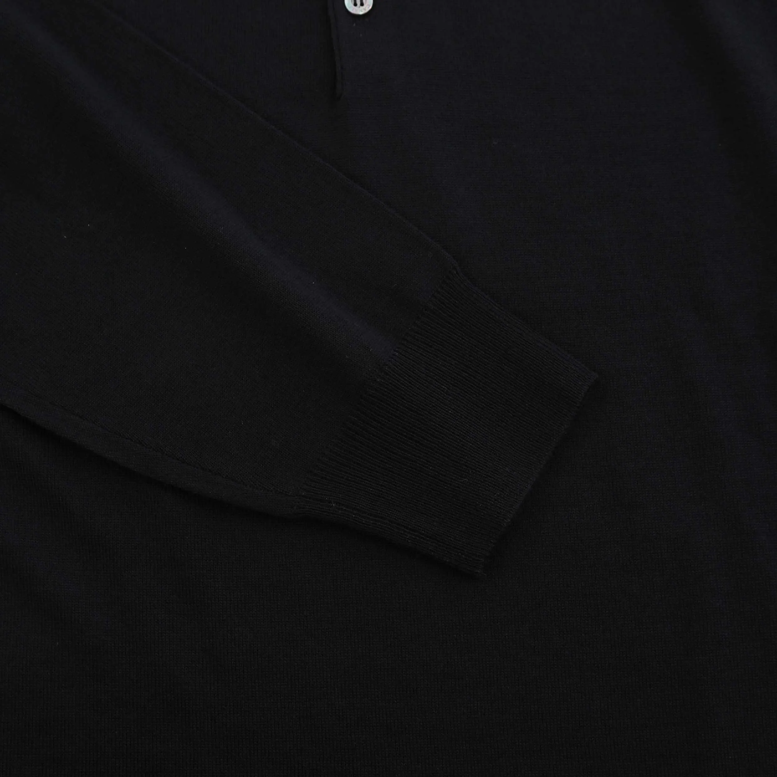 Canali 3 Button Knitted Polo in Black