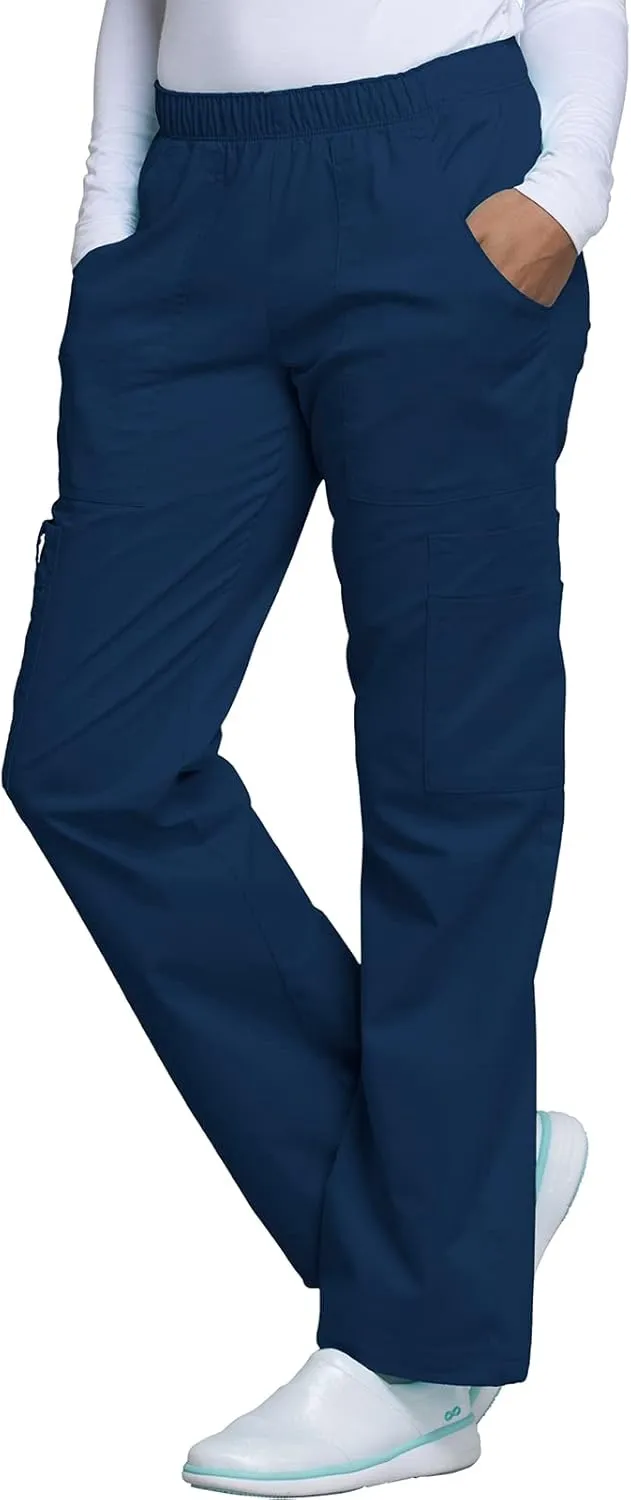 Cherokee Women Scrubs Pant Workwear Core Stretch Mid Rise Pull-On Cargo 4005