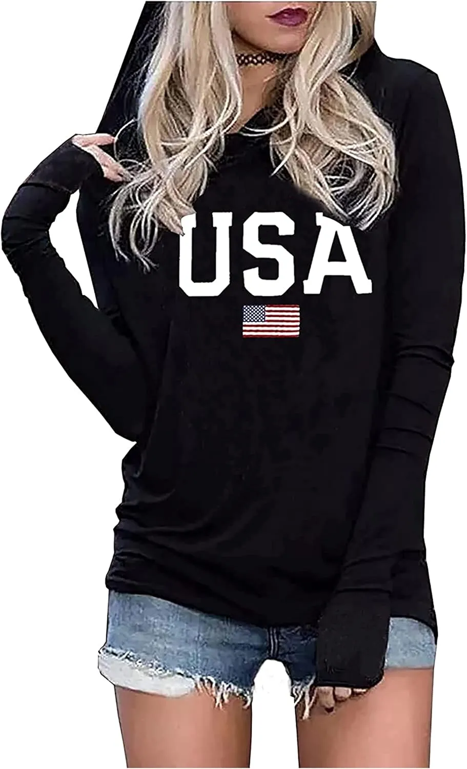 CHUNTIANRAN Hoodies T Shirts for Women Casual Western Graphic Pullover Tops Gothic Hoodies Tees Cowgirls Country Outfits