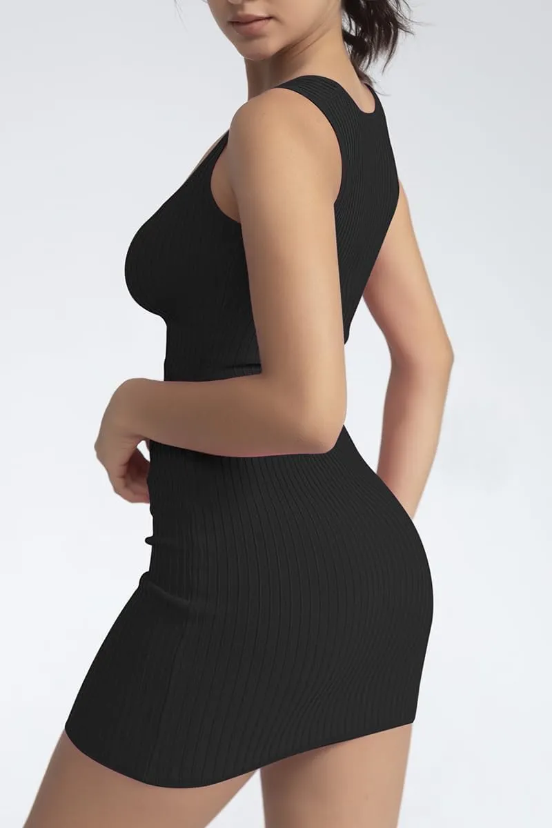 CHYRII Womens Sexy Summer Two Piece Outfits Square Neck Going Out Crop Top Bodycon Skirt Sets Mini Dress