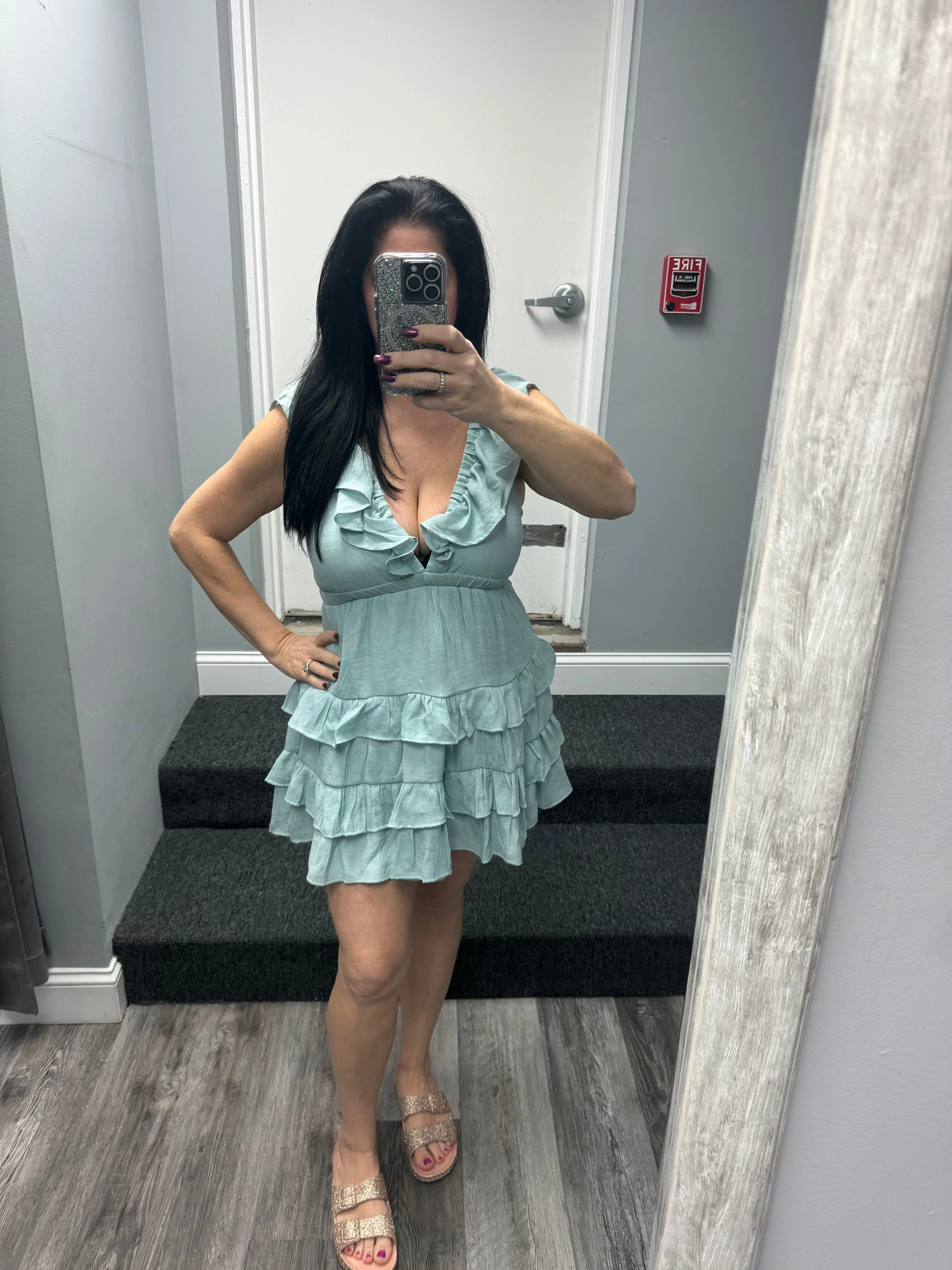 D-OPEN BACK TIERED MINI DRESS - ASSORTED COLORS