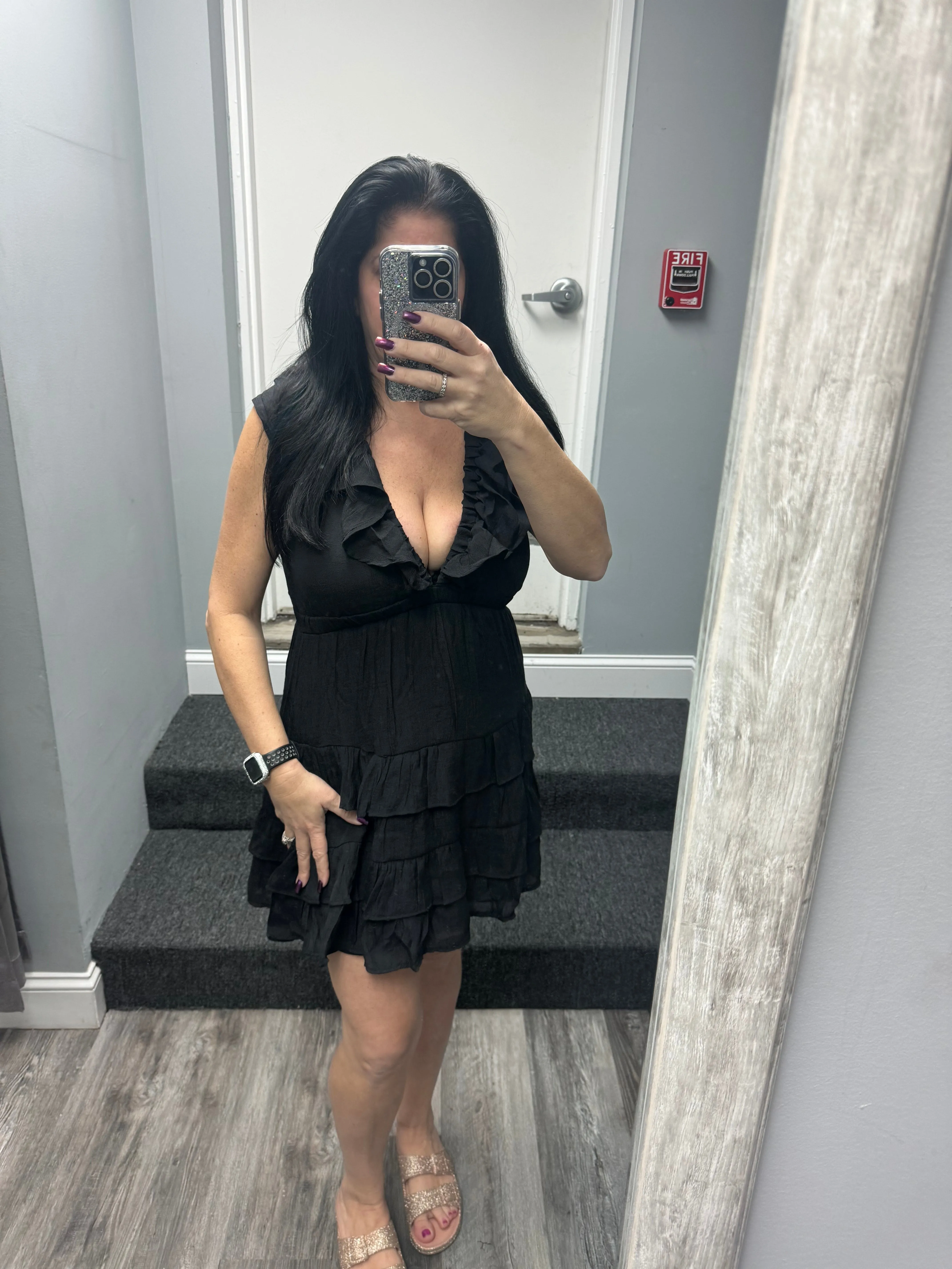 D-OPEN BACK TIERED MINI DRESS - ASSORTED COLORS