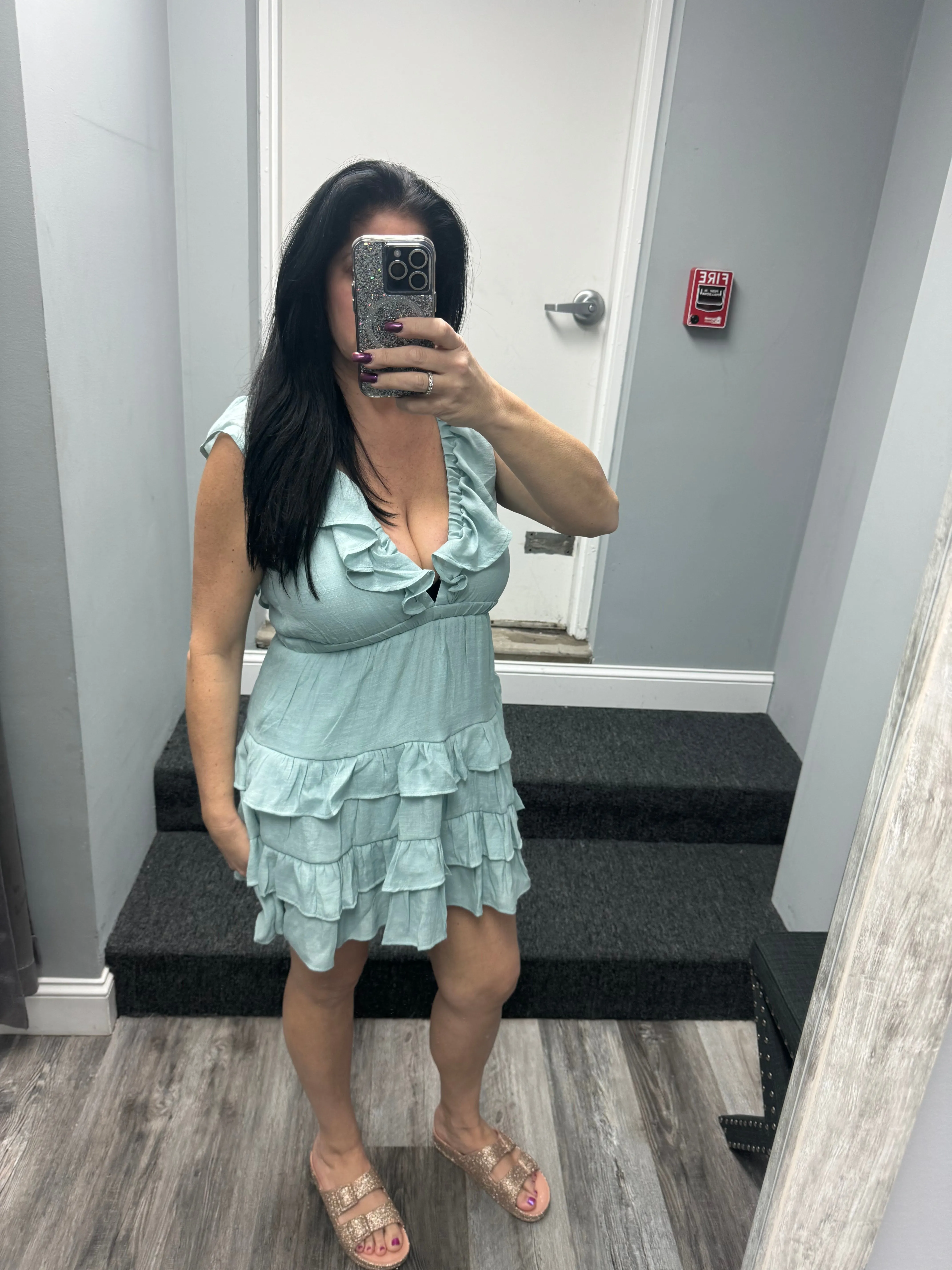 D-OPEN BACK TIERED MINI DRESS - ASSORTED COLORS