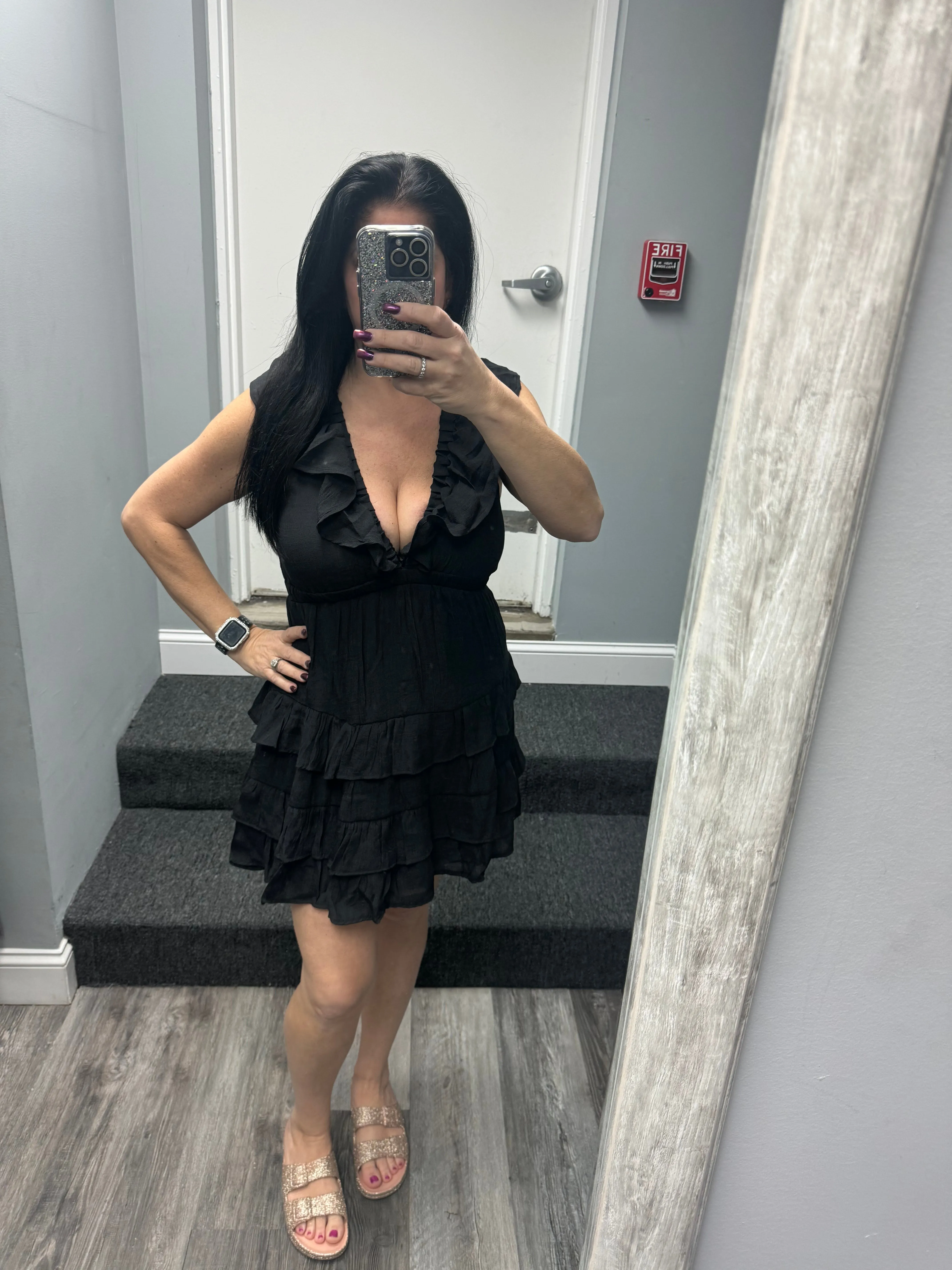 D-OPEN BACK TIERED MINI DRESS - ASSORTED COLORS