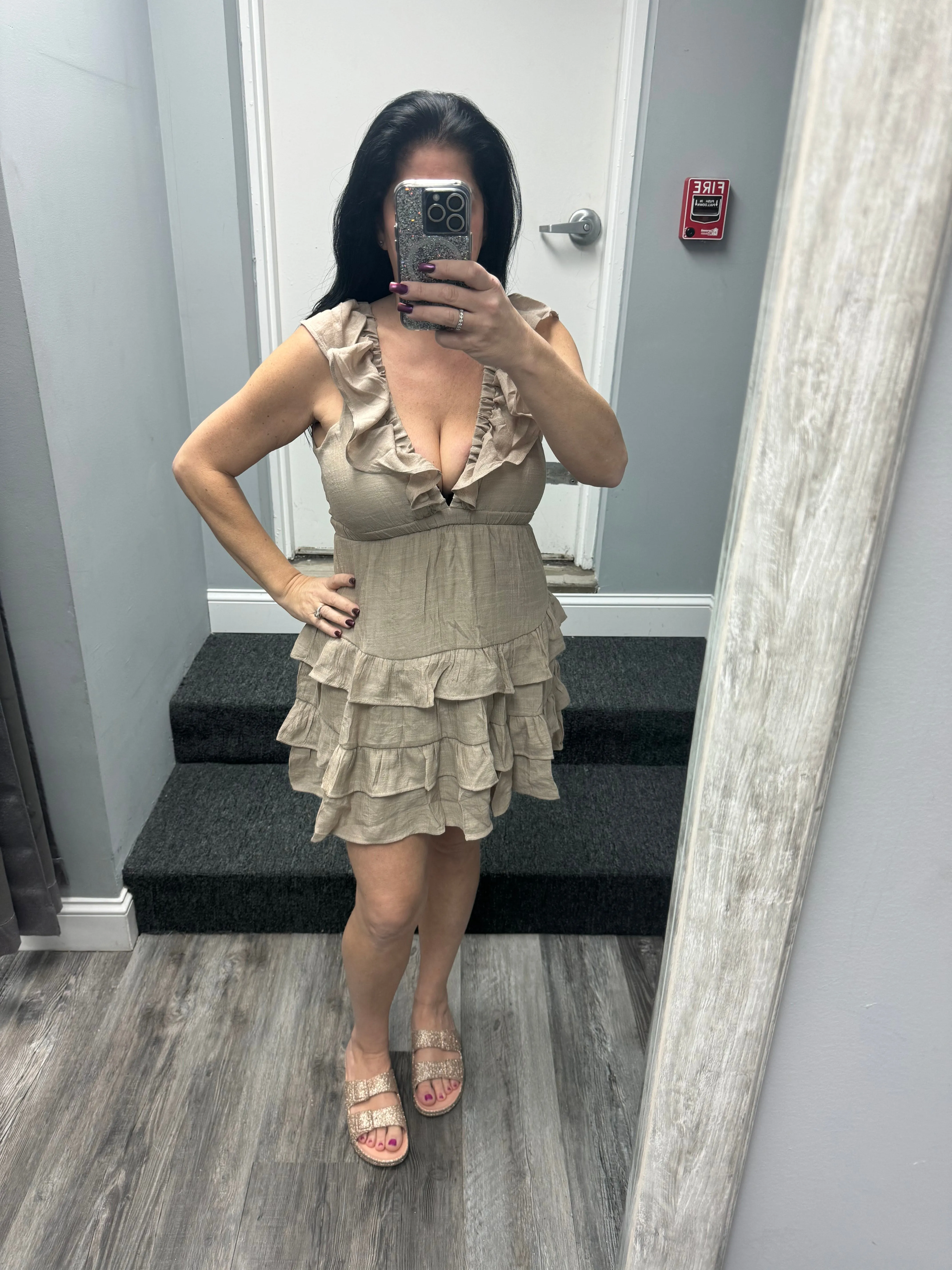 D-OPEN BACK TIERED MINI DRESS - ASSORTED COLORS