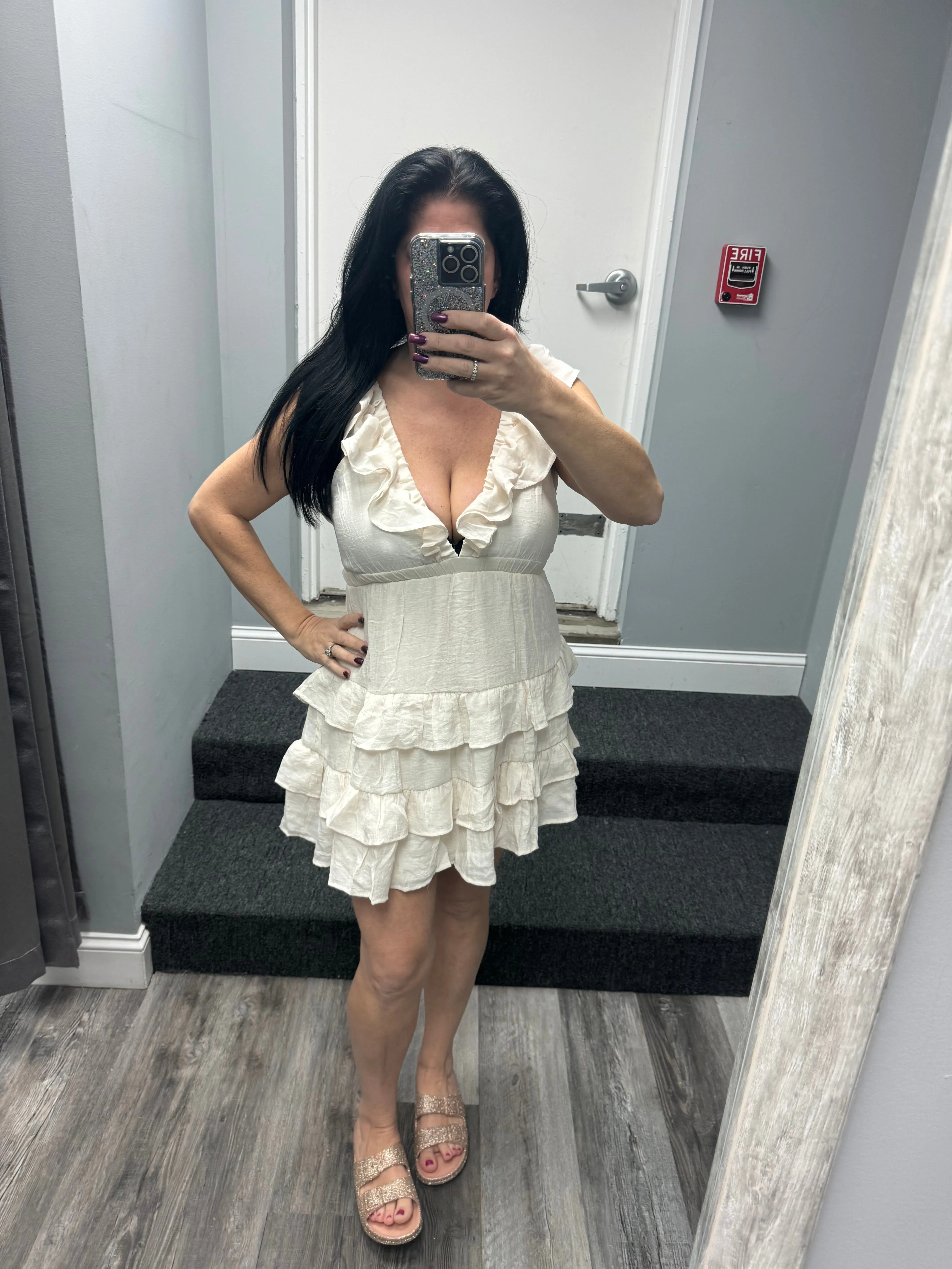D-OPEN BACK TIERED MINI DRESS - ASSORTED COLORS