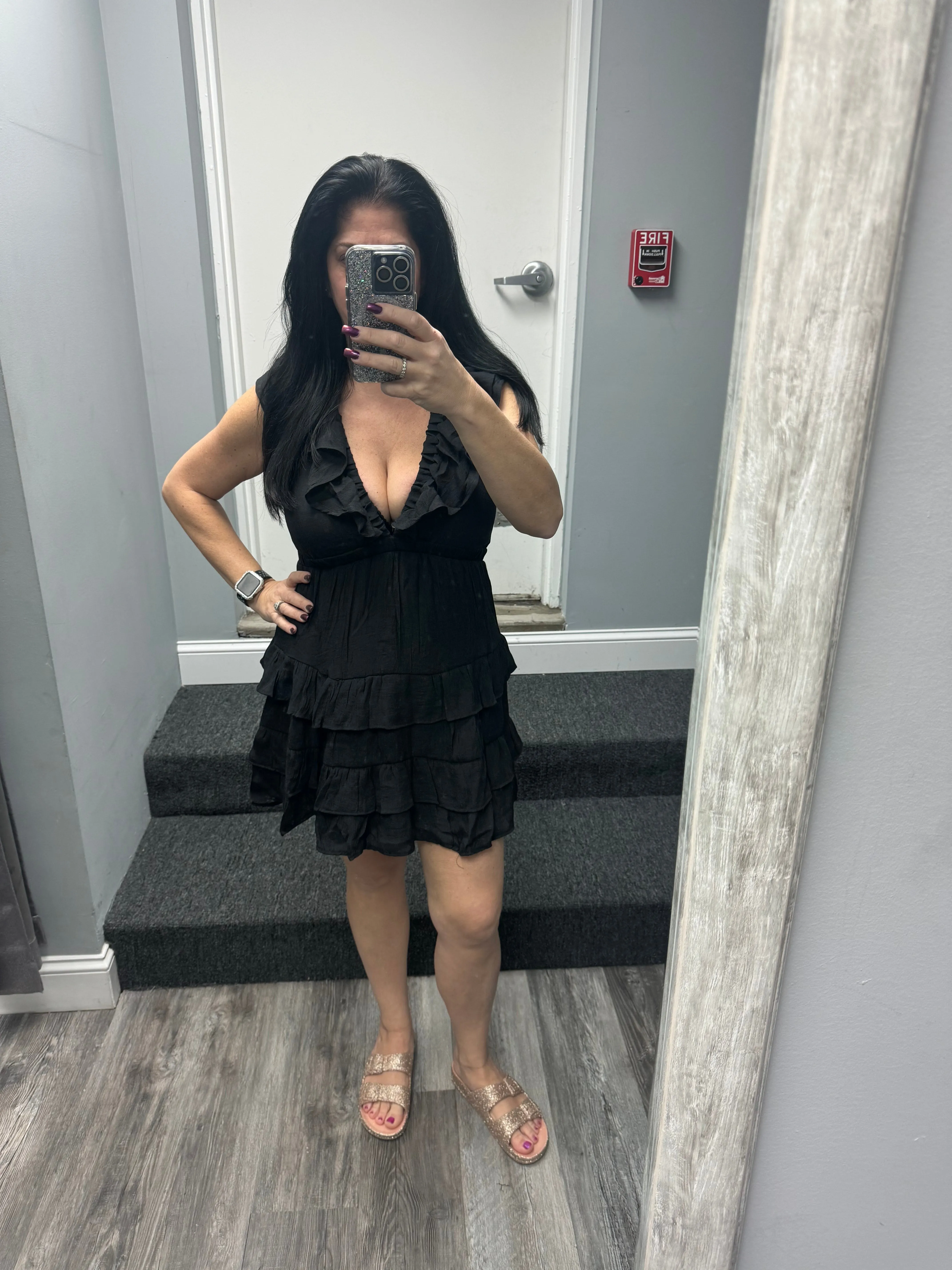 D-OPEN BACK TIERED MINI DRESS - ASSORTED COLORS