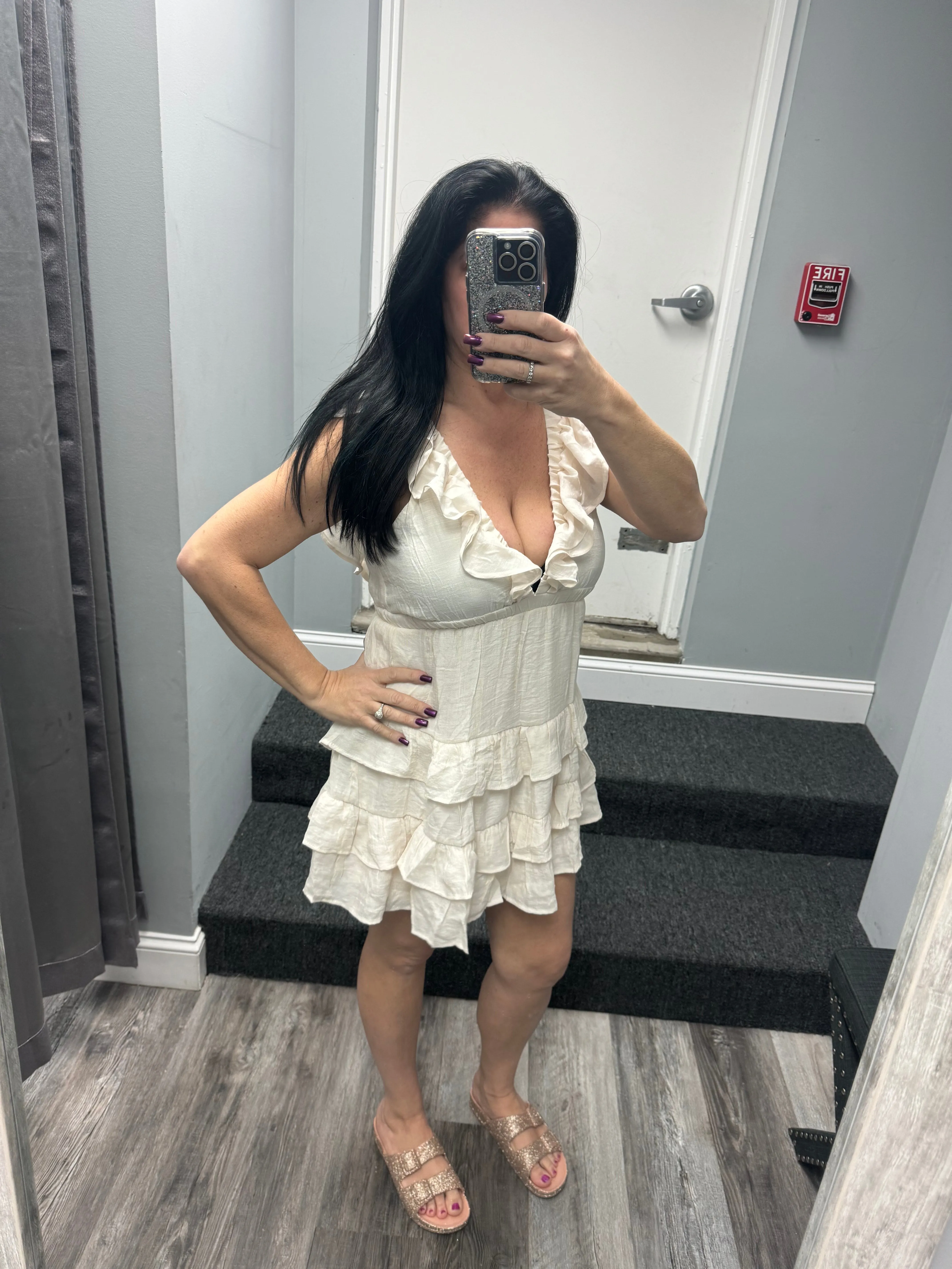 D-OPEN BACK TIERED MINI DRESS - ASSORTED COLORS