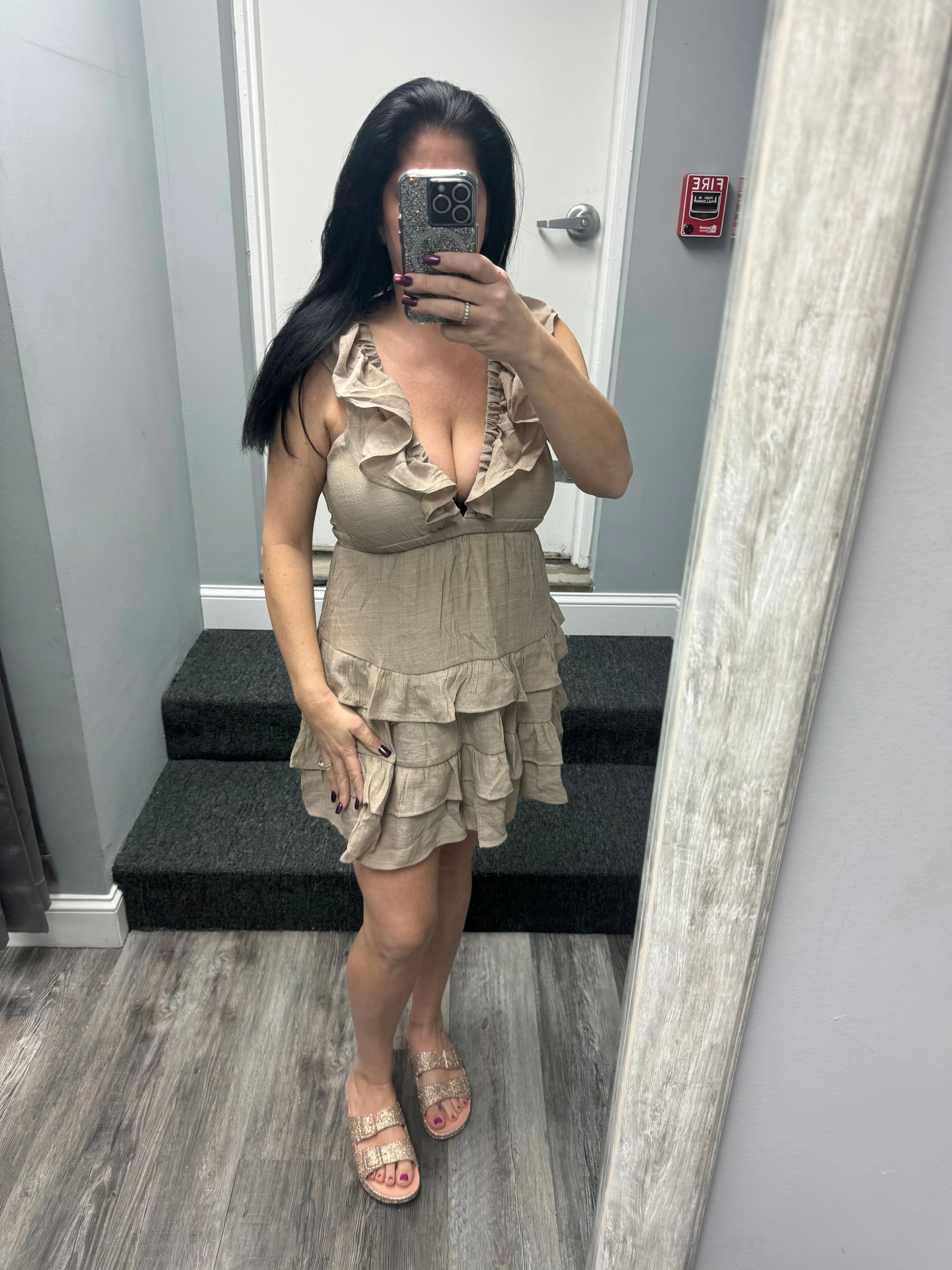 D-OPEN BACK TIERED MINI DRESS - ASSORTED COLORS