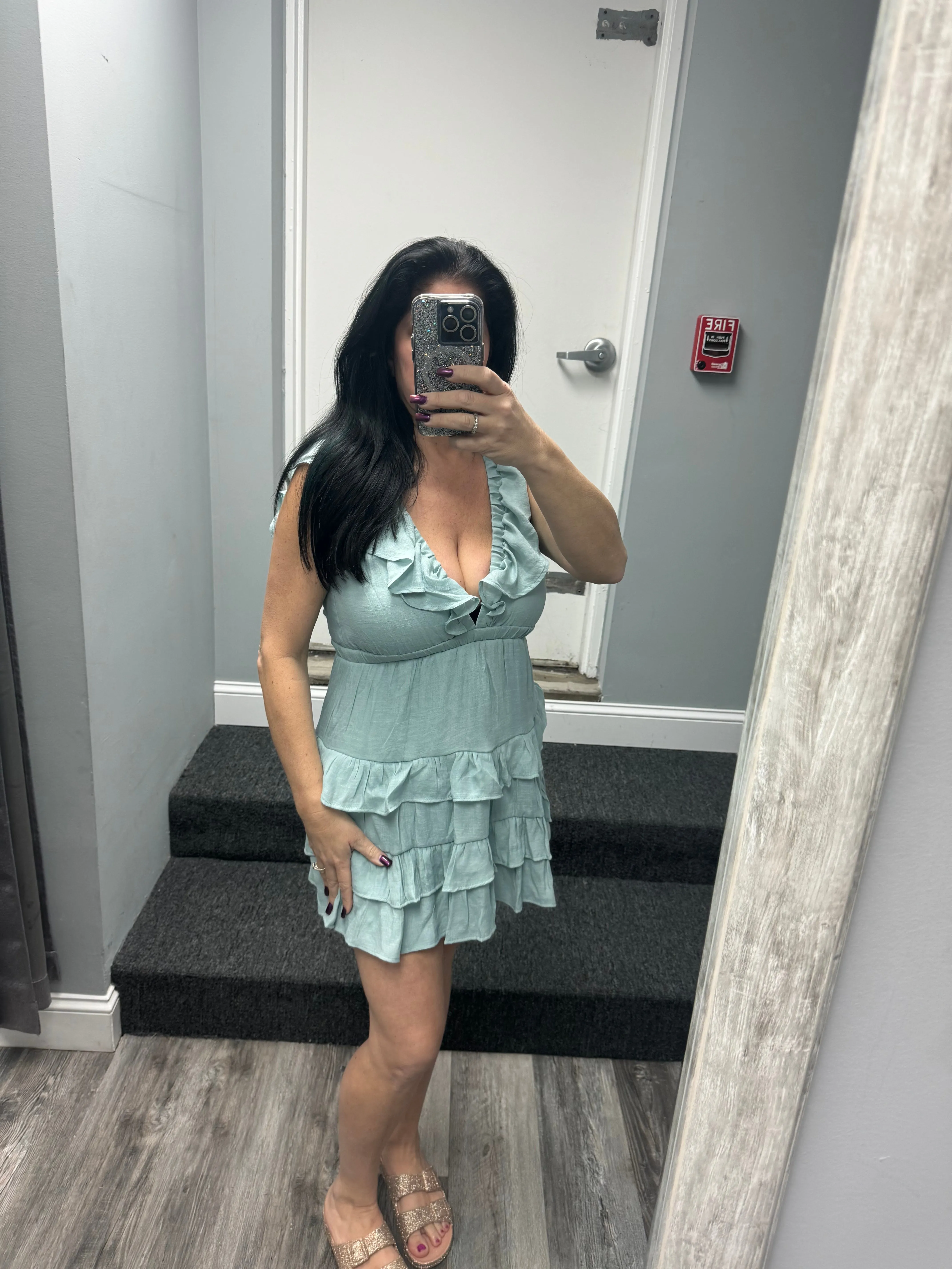 D-OPEN BACK TIERED MINI DRESS - ASSORTED COLORS
