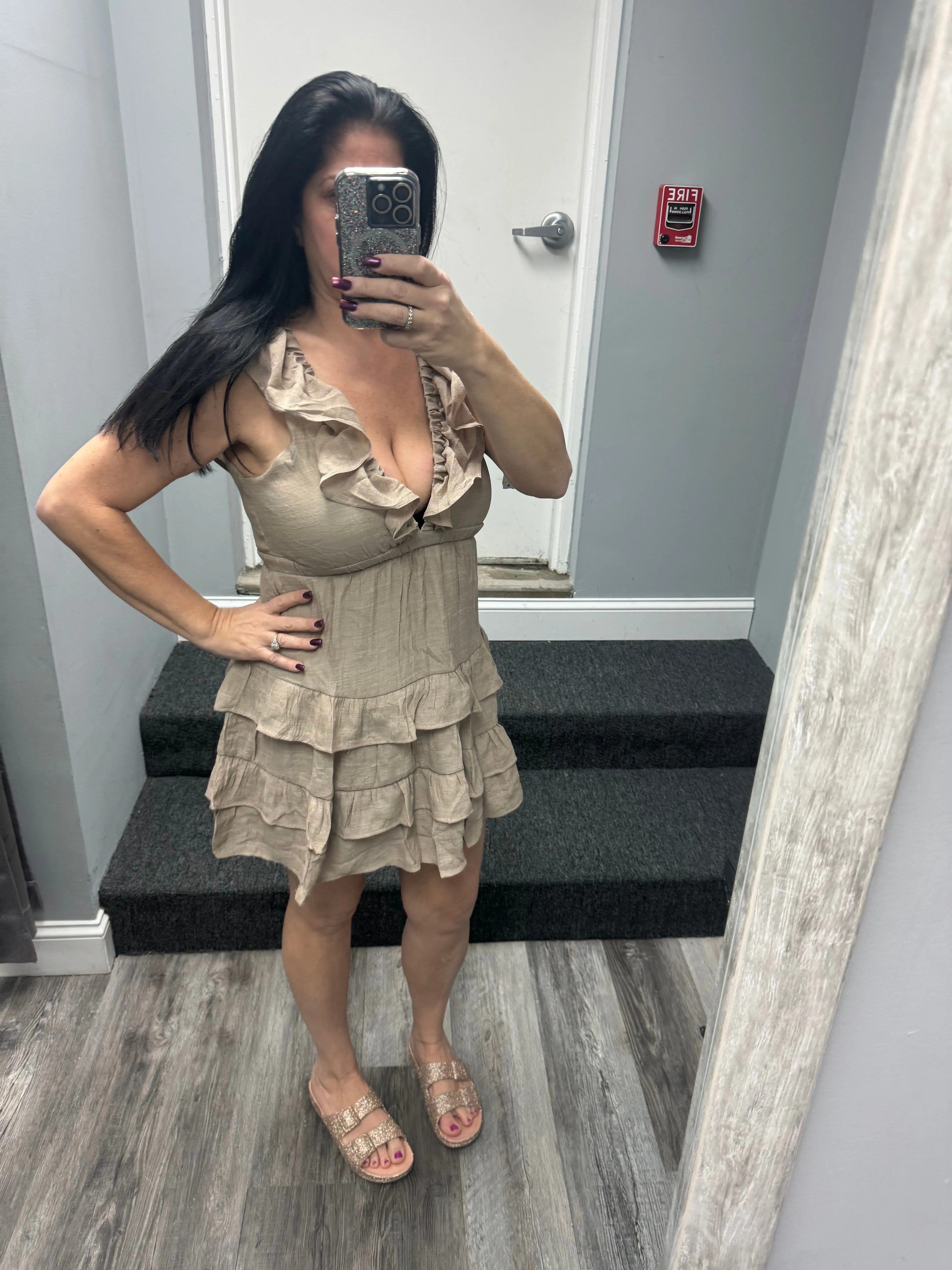 D-OPEN BACK TIERED MINI DRESS - ASSORTED COLORS