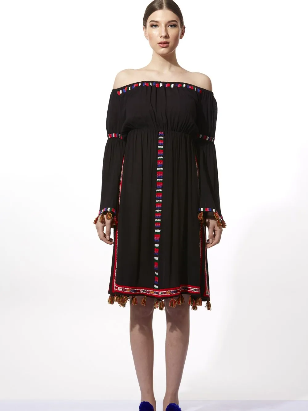 Embroidered Peasant Dress