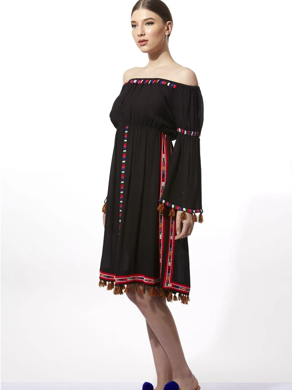 Embroidered Peasant Dress
