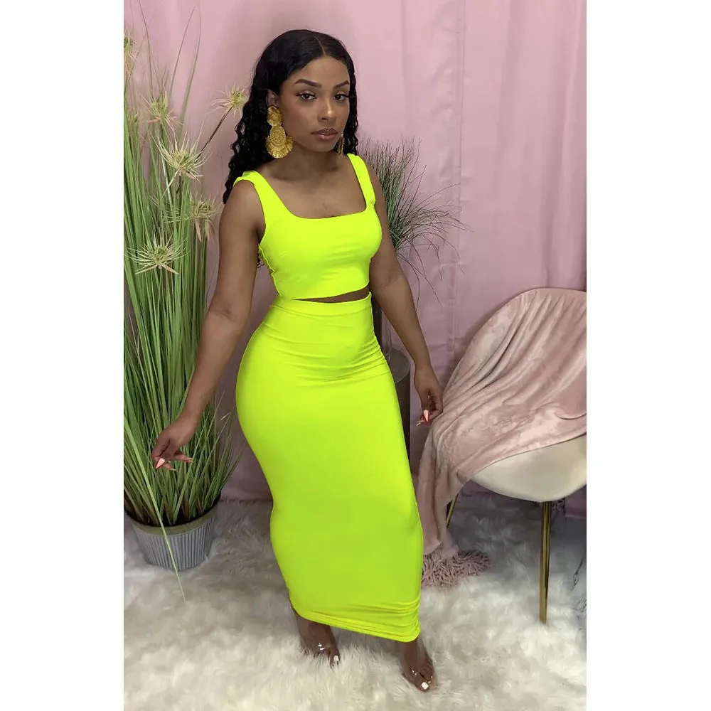 Fashion Solid Color Tank Top Dress Suit（AY2164）