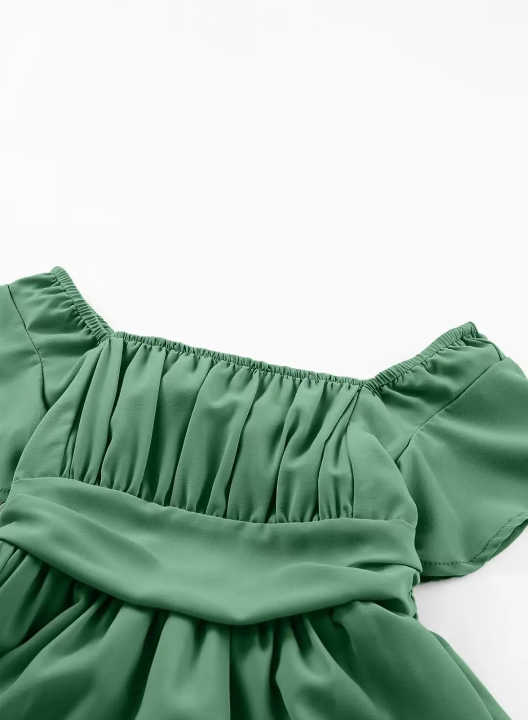 Girls Elegant Ruffle Short Sleeve Back Tie Dresses 6-13 Years Old