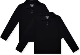 INGEAR Girls Long Sleeve Polo Shirt 2PK for School Uniform, Golf, Casual Wear