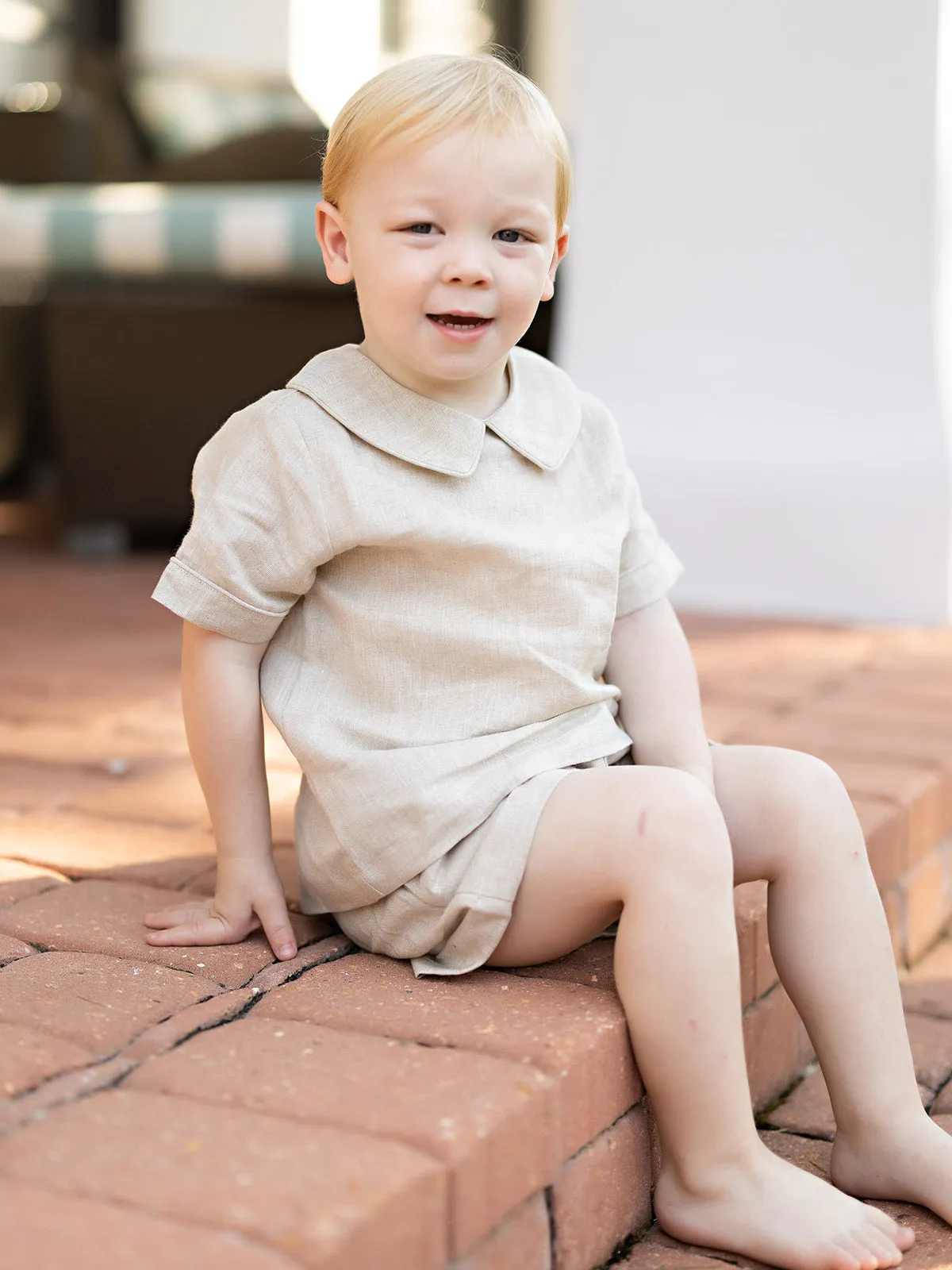 John Tan Linen Short Set