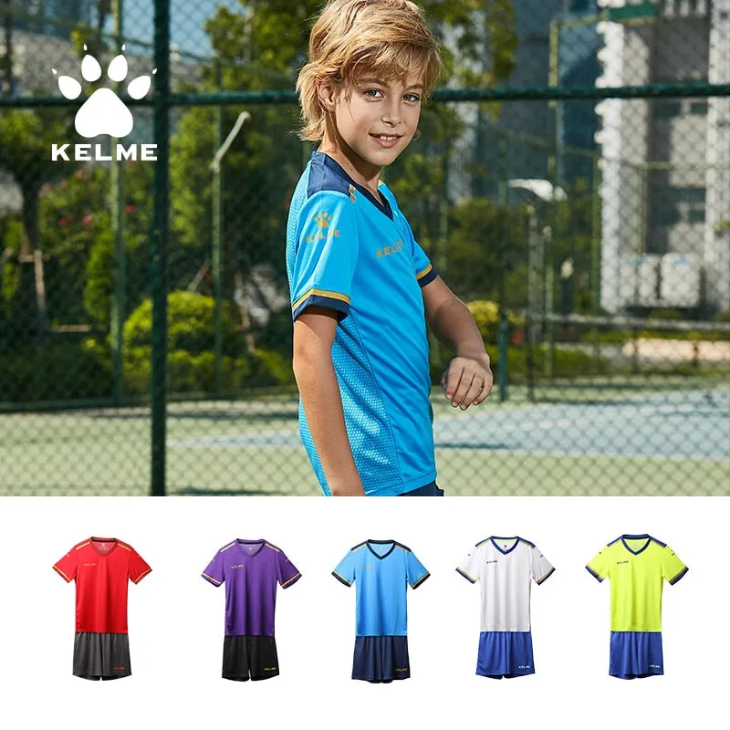KELME Custom Kids Soccer Jersey Football Uniforms Training Suit Original Team Jersey Short Sleeve Breathable Child Boys 3873001