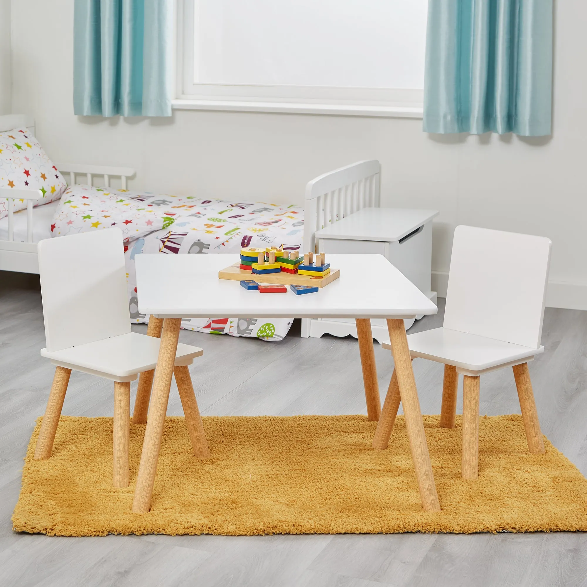 Kids Pinewood Table and Two Chairs Set
