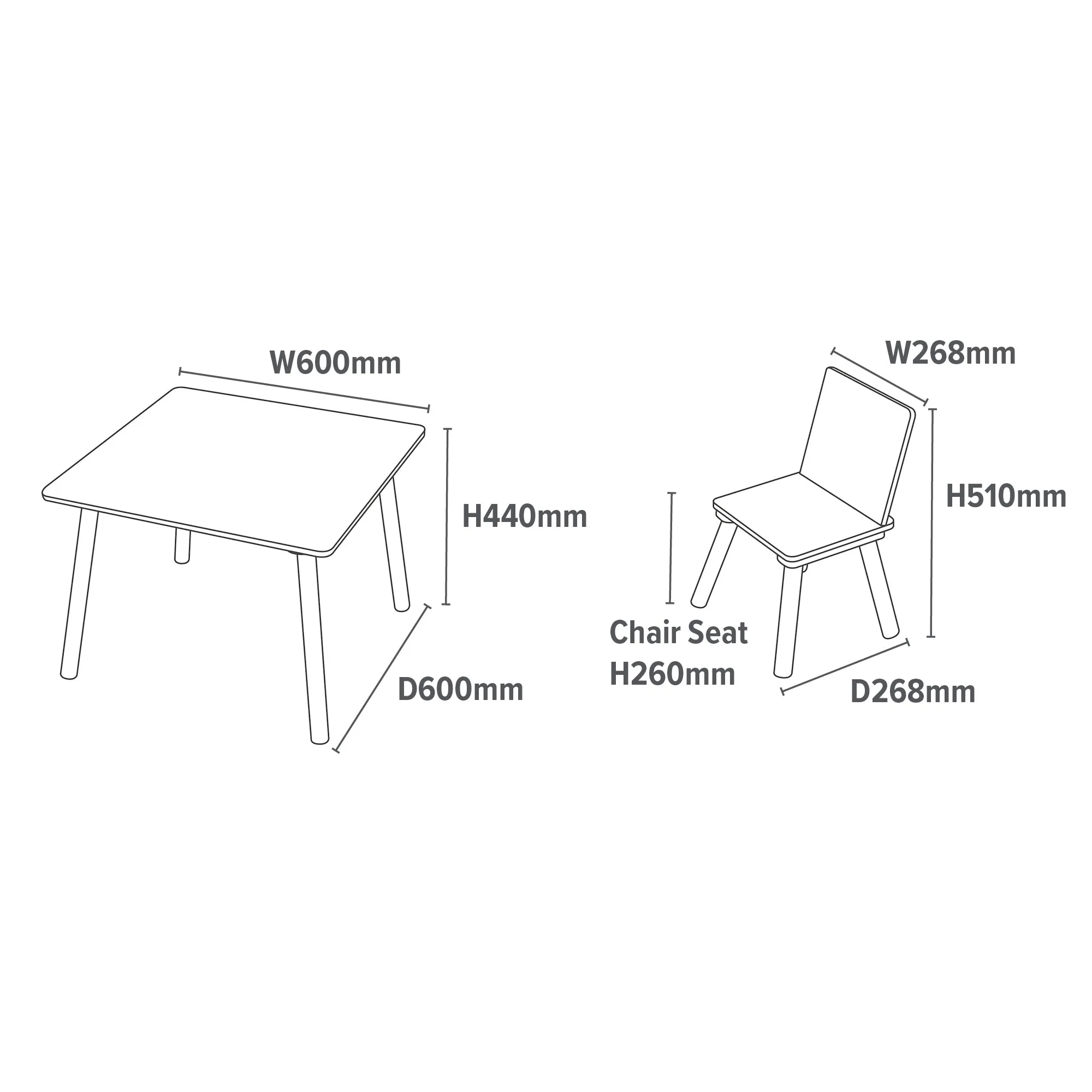 Kids Pinewood Table and Two Chairs Set