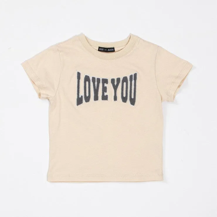 Le La Lo Chenille LOVE YOU Cotton T-Shirt | Child Ivory