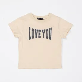 Le La Lo Chenille LOVE YOU Cotton T-Shirt | Child Ivory