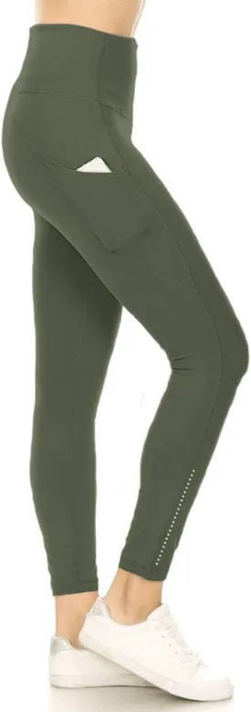 Leggings Depot Women's High Waisted Reflective Yoga Pants with Pockets Athletic Leggings