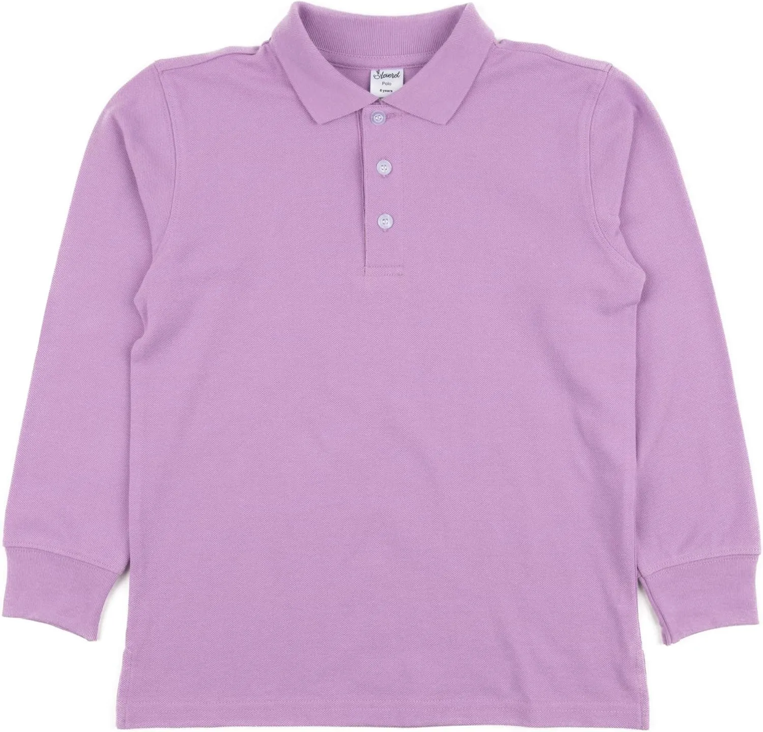 Leveret Kids & Toddler Boys Girls Long Sleeve 100% Cotton Uniform Polo Shirt Variety of Colors (Size 2-14 Years)