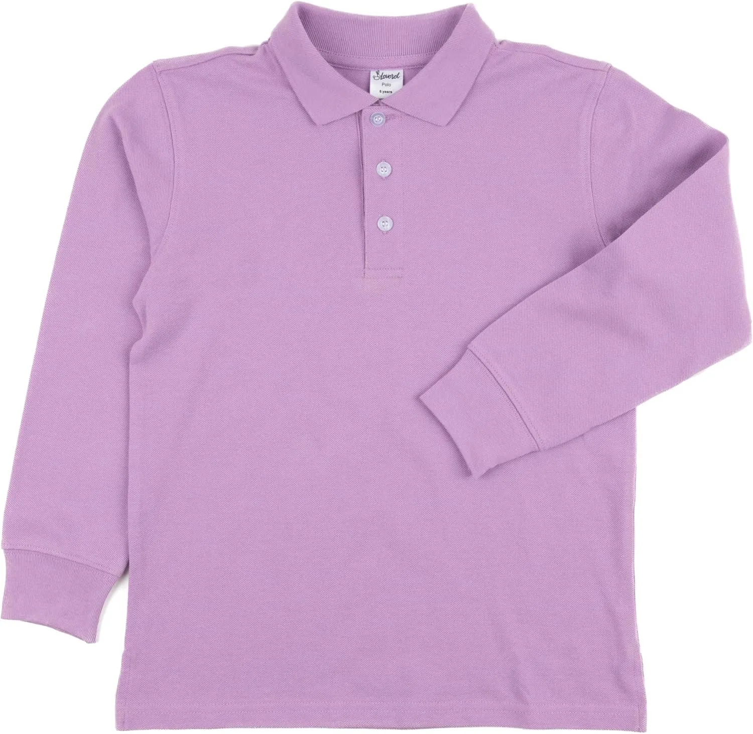 Leveret Kids & Toddler Boys Girls Long Sleeve 100% Cotton Uniform Polo Shirt Variety of Colors (Size 2-14 Years)