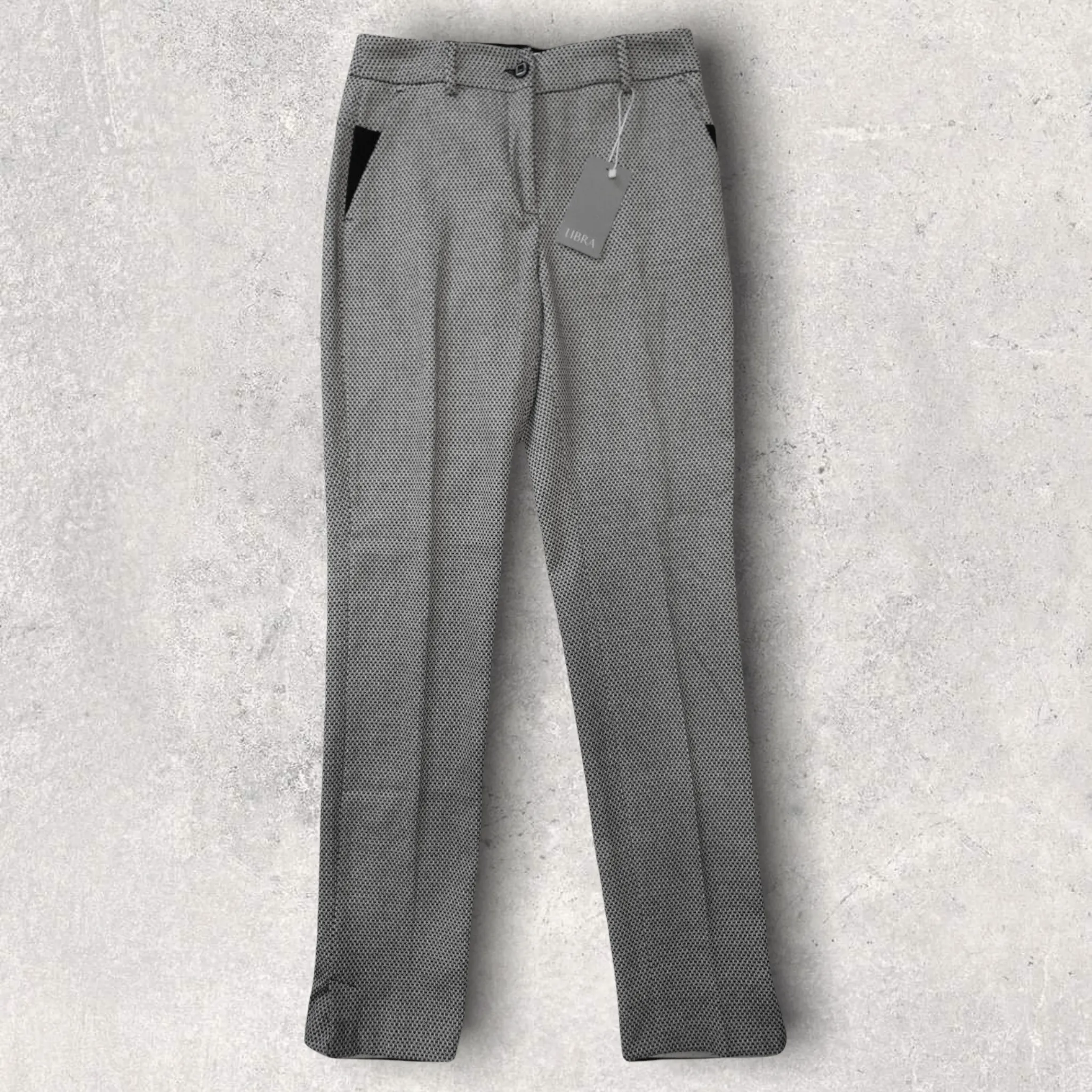 Libra Black & White Tapered Tailored Trousers UK 16 US 12 EU 44