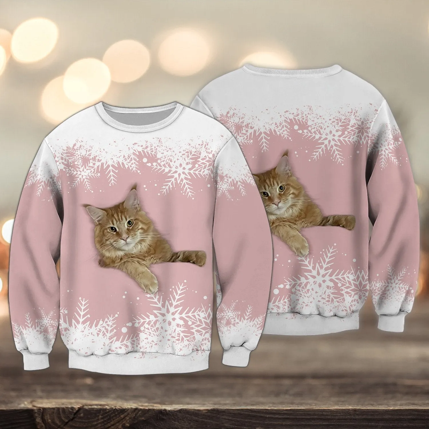 Love Cats Snow Christmas Maine Coon 3D Full Print Shirts, Sweatshirt for Cat Lovers