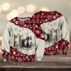 Love Cats Snow Christmas Maine Coon 3D Full Print Shirts, Sweatshirt for Cat Lovers