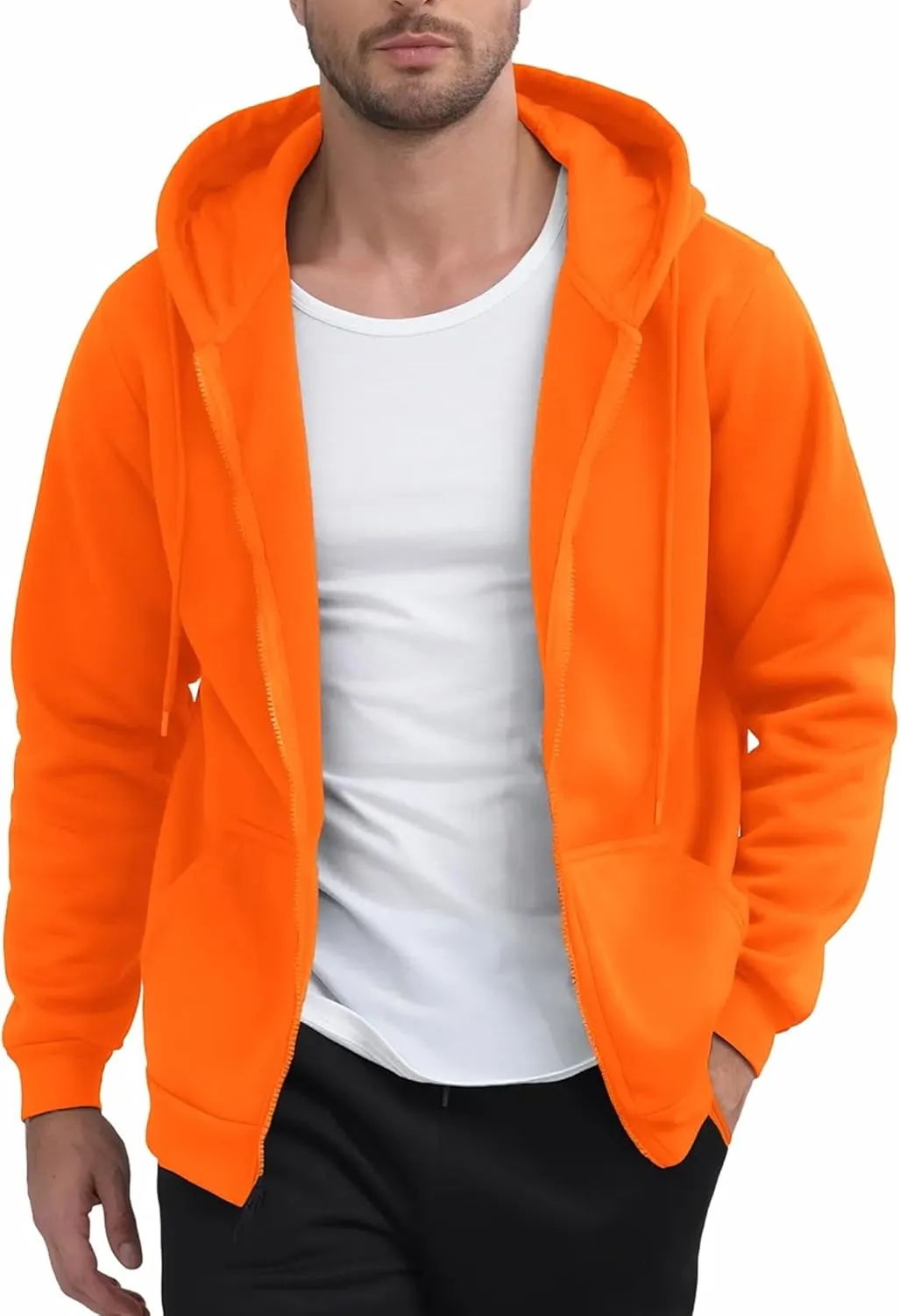 Men's Full Zip Hoodie Fleece Long Sleeve Hooded Sweatshirt Pullover Men Lightweight Athletic Hoodies