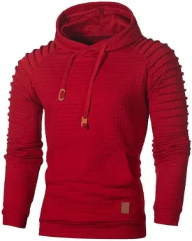 Mens Hoodies Pullover Casaul Long Sleeve Drawstring Hoodie Waffle Knit Hooded Sweatshirts for Men with Pocket