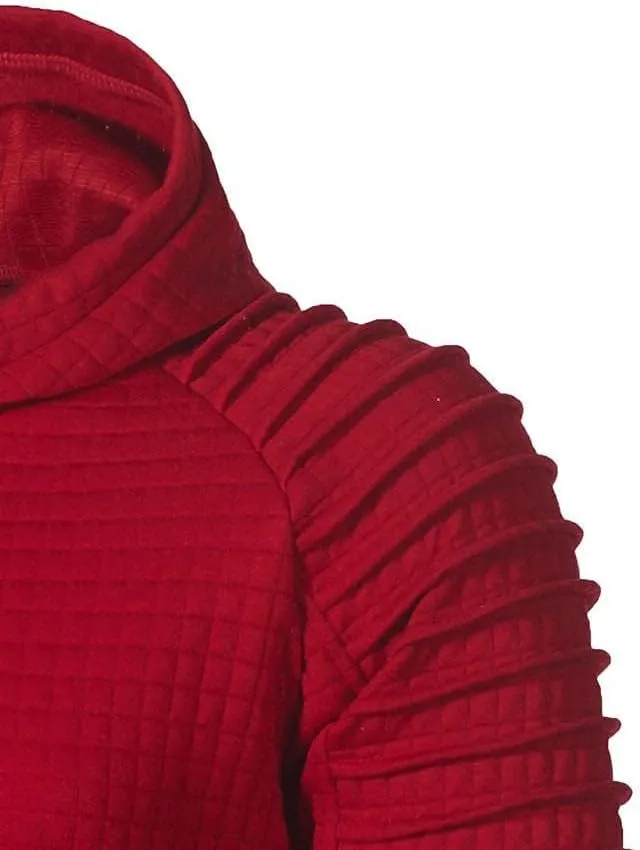 Mens Hoodies Pullover Casaul Long Sleeve Drawstring Hoodie Waffle Knit Hooded Sweatshirts for Men with Pocket